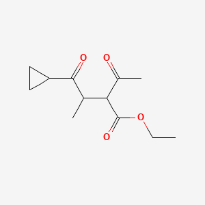 molecular formula C12H18O4 B13202309 Ethyl 2-acetyl-4-cyclopropyl-3-methyl-4-oxobutanoate 