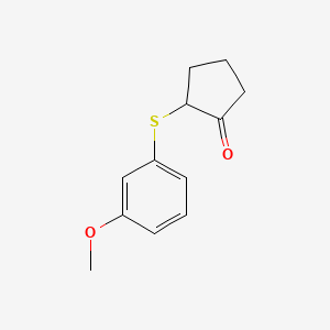 molecular formula C12H14O2S B13202320 2-[(3-Methoxyphenyl)sulfanyl]cyclopentan-1-one 
