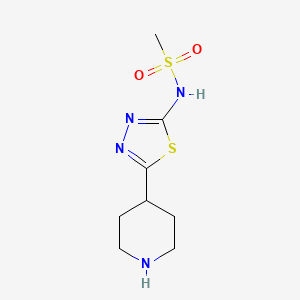 molecular formula C8H14N4O2S2 B13202322 N-[5-(Piperidin-4-yl)-1,3,4-thiadiazol-2-yl]methanesulfonamide 