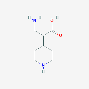 molecular formula C8H16N2O2 B13202335 3-Amino-2-(piperidin-4-YL)propanoic acid 