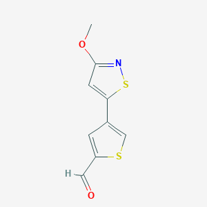 molecular formula C9H7NO2S2 B13202337 4-(3-Methoxy-1,2-thiazol-5-yl)thiophene-2-carbaldehyde 