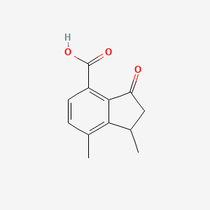 molecular formula C12H12O3 B13202357 1,7-Dimethyl-3-oxo-2,3-dihydro-1H-indene-4-carboxylic acid 
