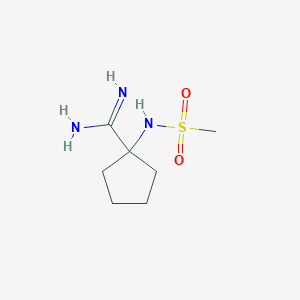 molecular formula C7H15N3O2S B13202378 1-Methanesulfonamidocyclopentane-1-carboximidamide 