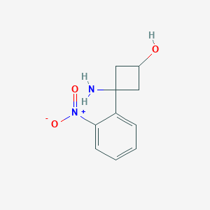molecular formula C10H12N2O3 B13202405 3-Amino-3-(2-nitrophenyl)cyclobutan-1-ol 