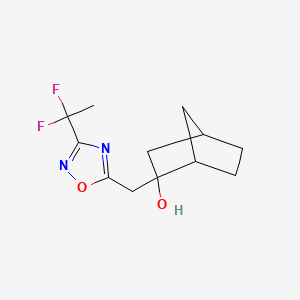 molecular formula C12H16F2N2O2 B13202430 2-{[3-(1,1-Difluoroethyl)-1,2,4-oxadiazol-5-yl]methyl}bicyclo[2.2.1]heptan-2-ol 