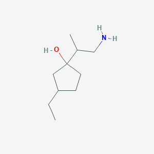 molecular formula C10H21NO B13202524 1-(1-Aminopropan-2-yl)-3-ethylcyclopentan-1-ol 