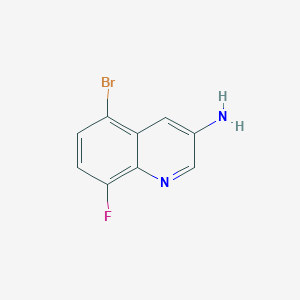 molecular formula C9H6BrFN2 B13202559 5-Bromo-8-fluoroquinolin-3-amine 
