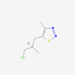 molecular formula C7H11ClN2S B13202568 5-(3-Chloro-2-methylpropyl)-4-methyl-1,2,3-thiadiazole 