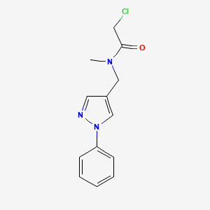 molecular formula C13H14ClN3O B13202625 2-chloro-N-methyl-N-[(1-phenyl-1H-pyrazol-4-yl)methyl]acetamide 