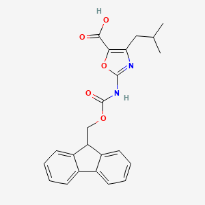 molecular formula C23H22N2O5 B13202695 2-({[(9H-fluoren-9-yl)methoxy]carbonyl}amino)-4-(2-methylpropyl)-1,3-oxazole-5-carboxylic acid 