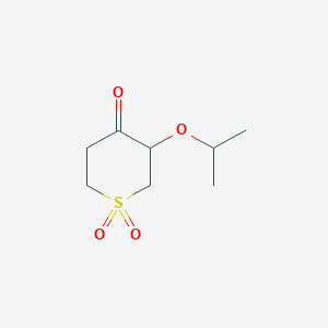 molecular formula C8H14O4S B13202715 3-(Propan-2-yloxy)-1lambda6-thiane-1,1,4-trione 