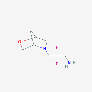 molecular formula C8H14F2N2O B13202780 2,2-Difluoro-3-{2-oxa-5-azabicyclo[2.2.1]heptan-5-yl}propan-1-amine 