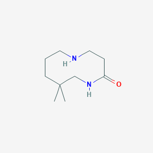 molecular formula C10H20N2O B13202792 9,9-Dimethyl-1,5-diazecan-2-one 