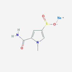molecular formula C6H7N2NaO3S B13202813 Sodium 5-carbamoyl-1-methyl-1H-pyrrole-3-sulfinate 