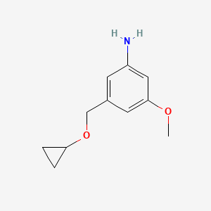 molecular formula C11H15NO2 B13202828 3-(Cyclopropoxymethyl)-5-methoxyaniline 