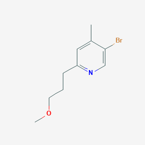 molecular formula C10H14BrNO B13202843 5-Bromo-2-(3-methoxypropyl)-4-methylpyridine 