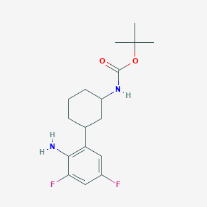 molecular formula C17H24F2N2O2 B13202889 tert-Butyl N-[3-(2-amino-3,5-difluorophenyl)cyclohexyl]carbamate 