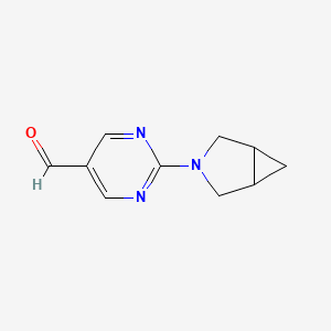 molecular formula C10H11N3O B13202933 2-{3-Azabicyclo[3.1.0]hexan-3-yl}pyrimidine-5-carbaldehyde 