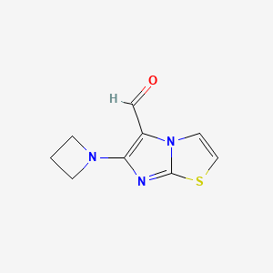 molecular formula C9H9N3OS B13202946 6-(Azetidin-1-yl)imidazo[2,1-b][1,3]thiazole-5-carbaldehyde 