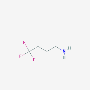 molecular formula C5H10F3N B13202957 4,4,4-Trifluoro-3-methylbutan-1-amine 