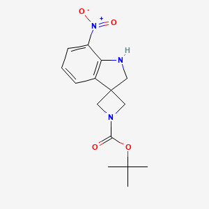 molecular formula C15H19N3O4 B13202986 tert-Butyl 7'-nitro-1',2'-dihydrospiro[azetidine-3,3'-indole]-1-carboxylate 