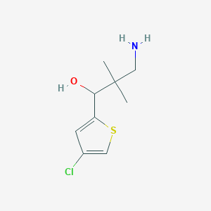 molecular formula C9H14ClNOS B13203041 3-Amino-1-(4-chlorothiophen-2-YL)-2,2-dimethylpropan-1-OL 