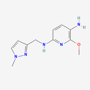 molecular formula C11H15N5O B13203060 6-methoxy-N2-[(1-methyl-1H-pyrazol-3-yl)methyl]pyridine-2,5-diamine 