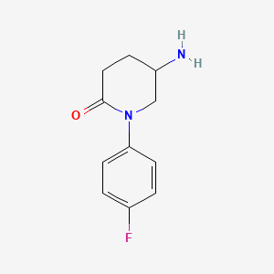 molecular formula C11H13FN2O B13203066 5-Amino-1-(4-fluorophenyl)piperidin-2-one 