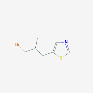 molecular formula C7H10BrNS B13203123 5-(3-Bromo-2-methylpropyl)-1,3-thiazole 