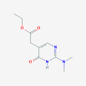 molecular formula C10H15N3O3 B13203187 Ethyl 2-[2-(dimethylamino)-6-oxo-1,6-dihydropyrimidin-5-yl]acetate 