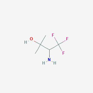 molecular formula C5H10F3NO B13203189 3-Amino-4,4,4-trifluoro-2-methylbutan-2-ol 