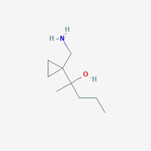molecular formula C9H19NO B13203205 2-[1-(Aminomethyl)cyclopropyl]pentan-2-ol 