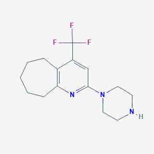 molecular formula C15H20F3N3 B13203209 1-[4-(Trifluoromethyl)-5H,6H,7H,8H,9H-cyclohepta[b]pyridin-2-yl]piperazine 