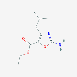 molecular formula C10H16N2O3 B13203256 Ethyl 2-amino-4-(2-methylpropyl)-1,3-oxazole-5-carboxylate 