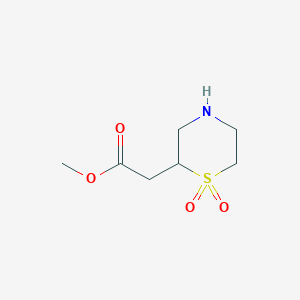 molecular formula C7H13NO4S B13203283 Methyl 2-(1,1-dioxidothiomorpholin-2-yl)acetate 