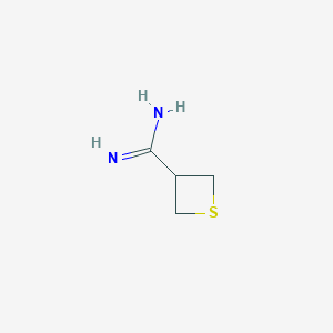 molecular formula C4H8N2S B13203297 Thietane-3-carboximidamide 
