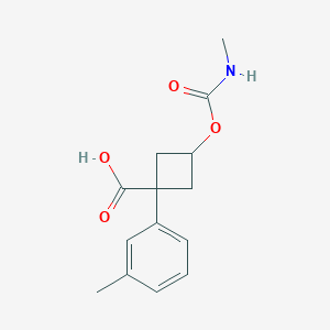 molecular formula C14H17NO4 B13203316 (1S,3s)-3-[(methylcarbamoyl)oxy]-1-(3-methylphenyl)cyclobutane-1-carboxylic acid 