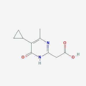 molecular formula C10H12N2O3 B13203524 2-(5-Cyclopropyl-6-methyl-4-oxo-1,4-dihydropyrimidin-2-yl)acetic acid 