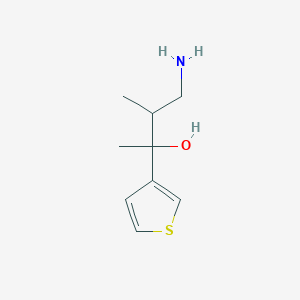 molecular formula C9H15NOS B13203537 4-Amino-3-methyl-2-(thiophen-3-yl)butan-2-ol 