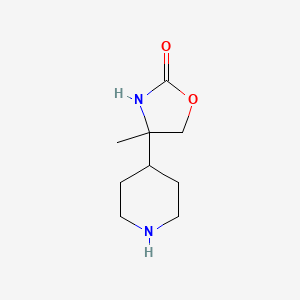 molecular formula C9H16N2O2 B13203613 4-Methyl-4-(piperidin-4-yl)-1,3-oxazolidin-2-one 