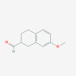 molecular formula C12H14O2 B13203701 7-Methoxy-1,2,3,4-tetrahydronaphthalene-2-carbaldehyde 