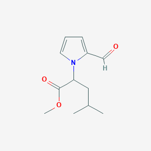 molecular formula C12H17NO3 B13203759 methyl 2-(2-formyl-1H-pyrrol-1-yl)-4-methylpentanoate 