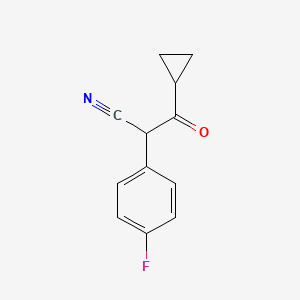 molecular formula C12H10FNO B13203765 3-Cyclopropyl-2-(4-fluorophenyl)-3-oxopropanenitrile 