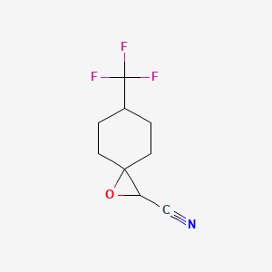 molecular formula C9H10F3NO B13203825 6-(Trifluoromethyl)-1-oxaspiro[2.5]octane-2-carbonitrile 