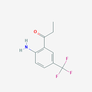 molecular formula C10H10F3NO B13203851 1-[2-Amino-5-(trifluoromethyl)phenyl]propan-1-one 