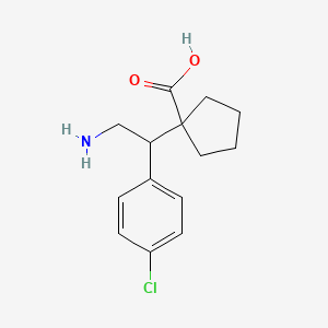 molecular formula C14H18ClNO2 B13203915 1-[2-Amino-1-(4-chlorophenyl)ethyl]cyclopentane-1-carboxylic acid 