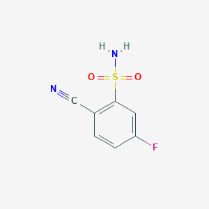 molecular formula C7H5FN2O2S B13203941 2-Cyano-5-fluorobenzene-1-sulfonamide 
