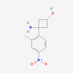 molecular formula C11H14N2O3 B13203966 3-Amino-3-(2-methyl-4-nitrophenyl)cyclobutan-1-ol 