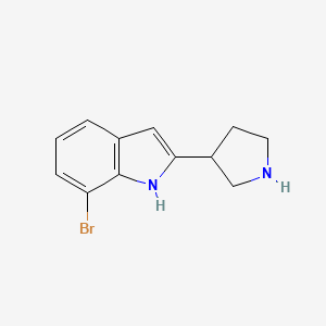 molecular formula C12H13BrN2 B13203993 7-Bromo-2-(pyrrolidin-3-yl)-1H-indole 