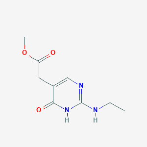 molecular formula C9H13N3O3 B13204054 Methyl 2-[2-(ethylamino)-6-oxo-1,6-dihydropyrimidin-5-yl]acetate 